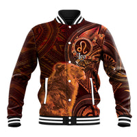 Personalised Polynesia Zodiac Leo Baseball Jacket Galaxy Polynesian Pattern Chest Tattoo Style LT14 Unisex Orange - Polynesian Pride