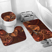 Personalised Polynesia Zodiac Leo Bathroom Set Galaxy Polynesian Pattern Chest Tattoo Style LT14 Mat Set Only (3 pcs) One Size Orange - Polynesian Pride