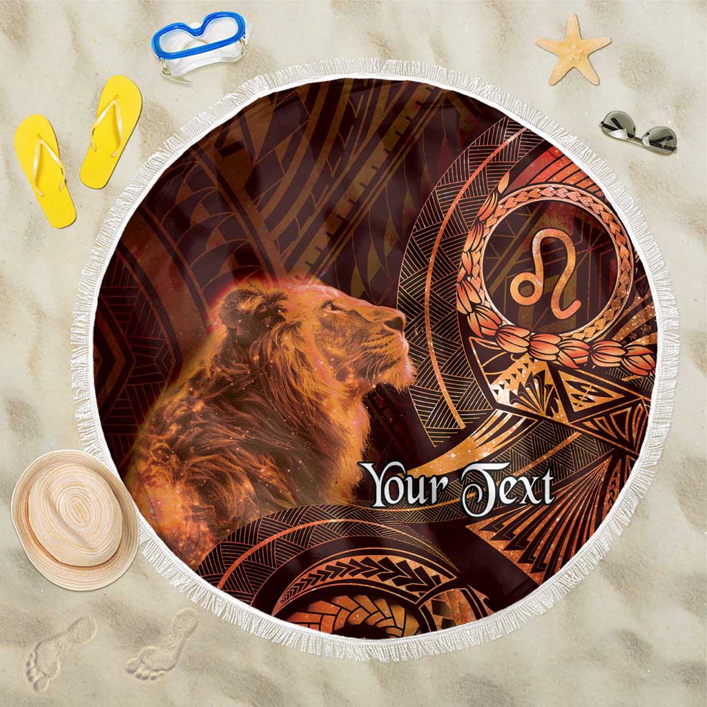 Personalised Polynesia Zodiac Leo Beach Blanket Galaxy Polynesian Pattern Chest Tattoo Style LT14 One Size 150cm Orange - Polynesian Pride