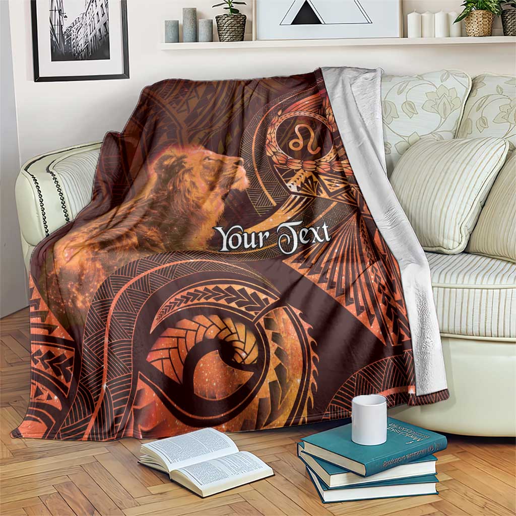 Personalised Polynesia Zodiac Leo Blanket Galaxy Polynesian Pattern Chest Tattoo Style LT14 Orange - Polynesian Pride