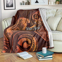Personalised Polynesia Zodiac Leo Blanket Galaxy Polynesian Pattern Chest Tattoo Style LT14 Orange - Polynesian Pride