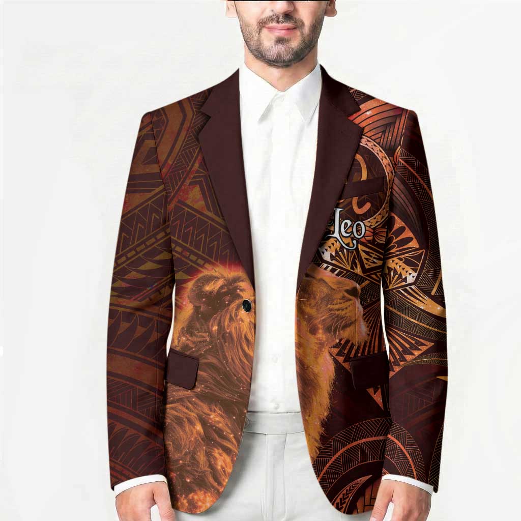 Personalised Polynesia Zodiac Leo Blazer Galaxy Polynesian Pattern Chest Tattoo Style