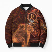 Personalised Polynesia Zodiac Leo Bomber Puffer Jacket Galaxy Polynesian Pattern Chest Tattoo Style LT14 Unisex Orange - Polynesian Pride