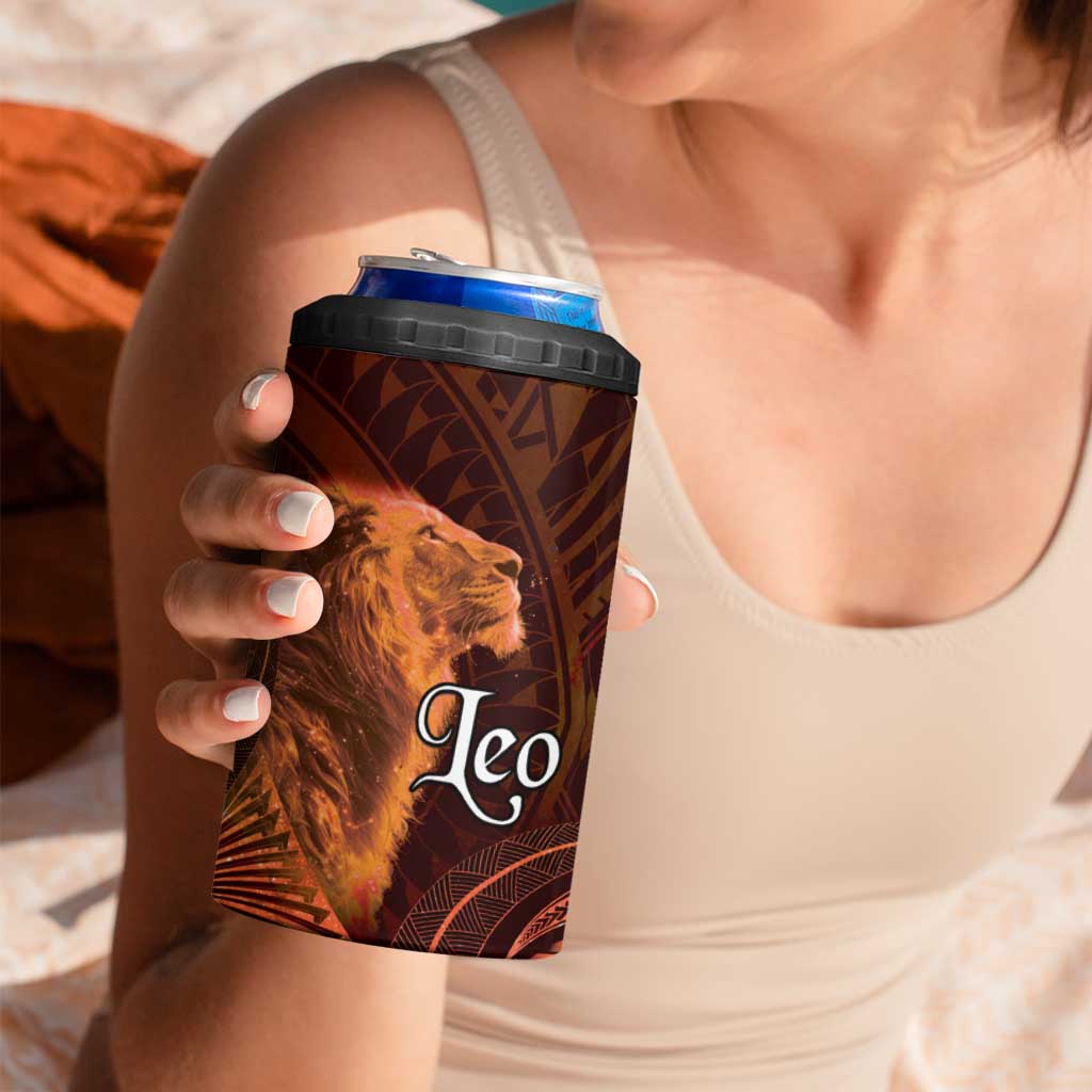 Personalised Polynesia Zodiac Leo 4 in 1 Can Cooler Tumbler Galaxy Polynesian Pattern Chest Tattoo Style LT14 - Polynesian Pride
