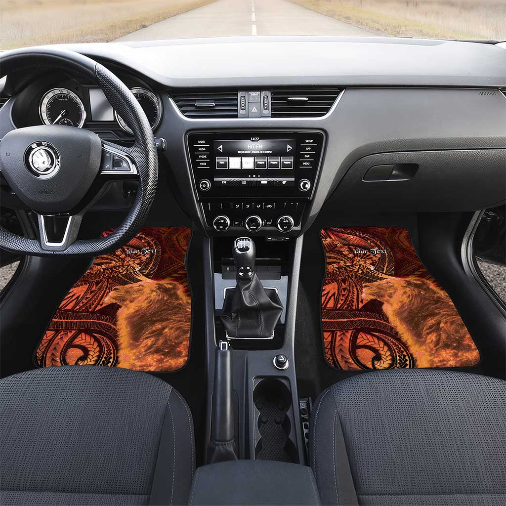 Personalised Polynesia Zodiac Leo Car Mats Galaxy Polynesian Pattern Chest Tattoo Style LT14 Set 2pcs - Front Orange - Polynesian Pride