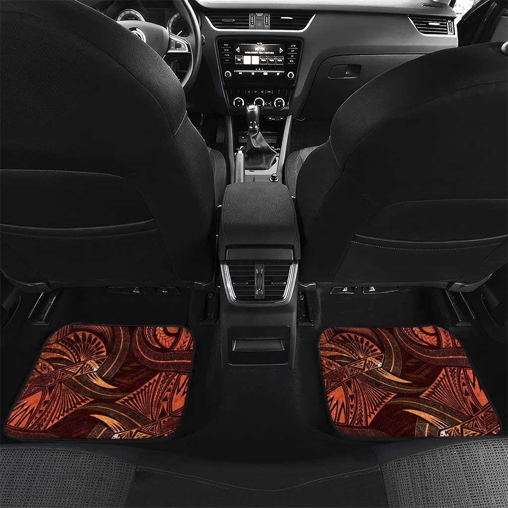 Personalised Polynesia Zodiac Leo Car Mats Galaxy Polynesian Pattern Chest Tattoo Style LT14 Set 2pcs - Back Orange - Polynesian Pride