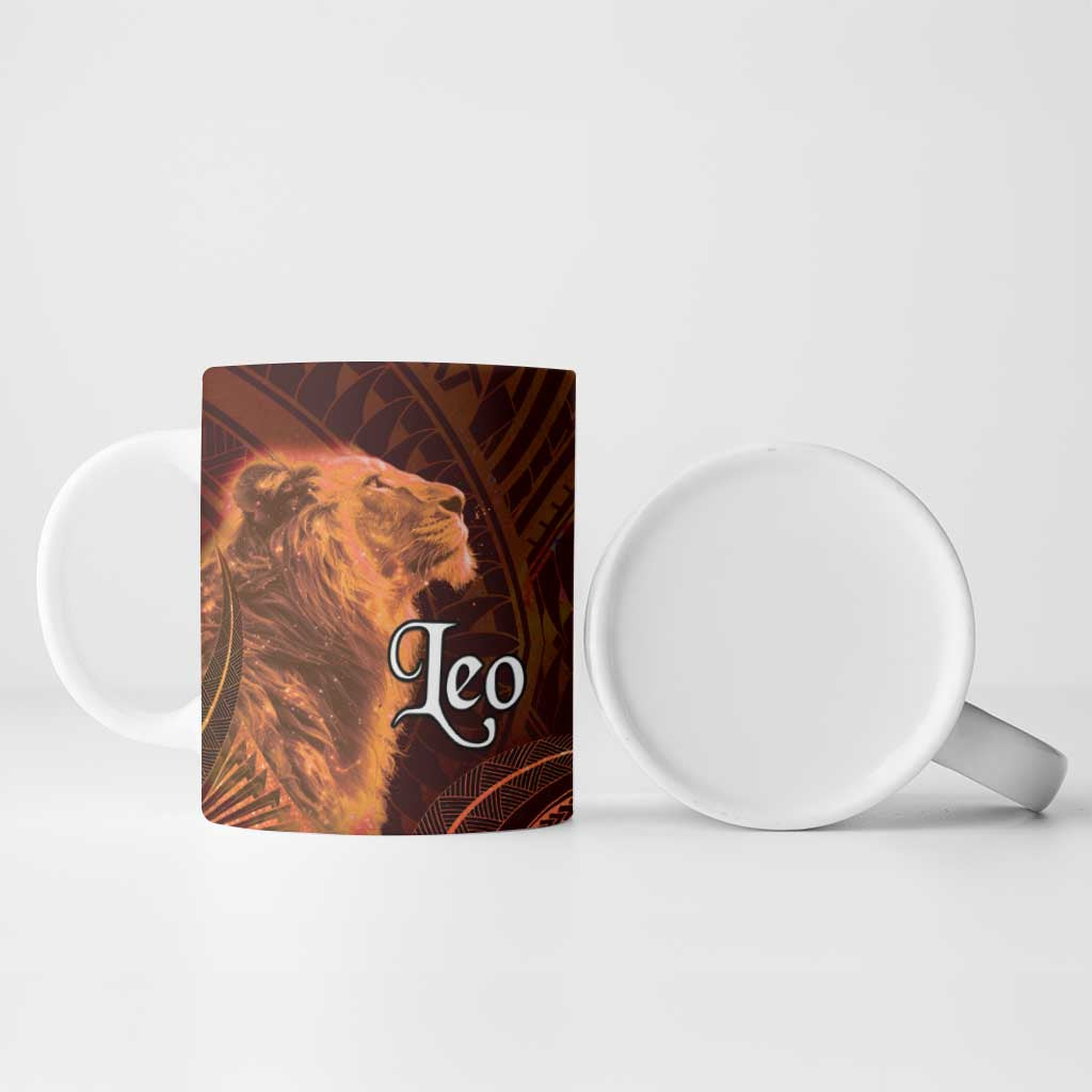 Personalised Polynesia Zodiac Leo Ceramic Mug Galaxy Polynesian Pattern Chest Tattoo Style LT14 - Polynesian Pride