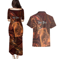 Personalised Polynesia Zodiac Leo Couples Matching Puletasi and Hawaiian Shirt Galaxy Polynesian Pattern Chest Tattoo Style LT14 - Polynesian Pride