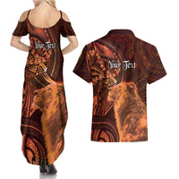 Personalised Polynesia Zodiac Leo Couples Matching Summer Maxi Dress and Hawaiian Shirt Galaxy Polynesian Pattern Chest Tattoo Style LT14 - Polynesian Pride