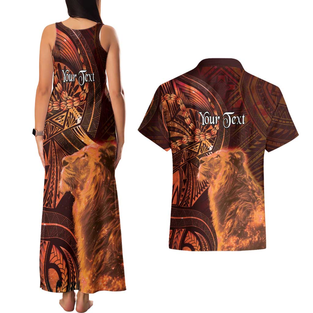 Personalised Polynesia Zodiac Leo Couples Matching Tank Maxi Dress and Hawaiian Shirt Galaxy Polynesian Pattern Chest Tattoo Style LT14 - Polynesian Pride