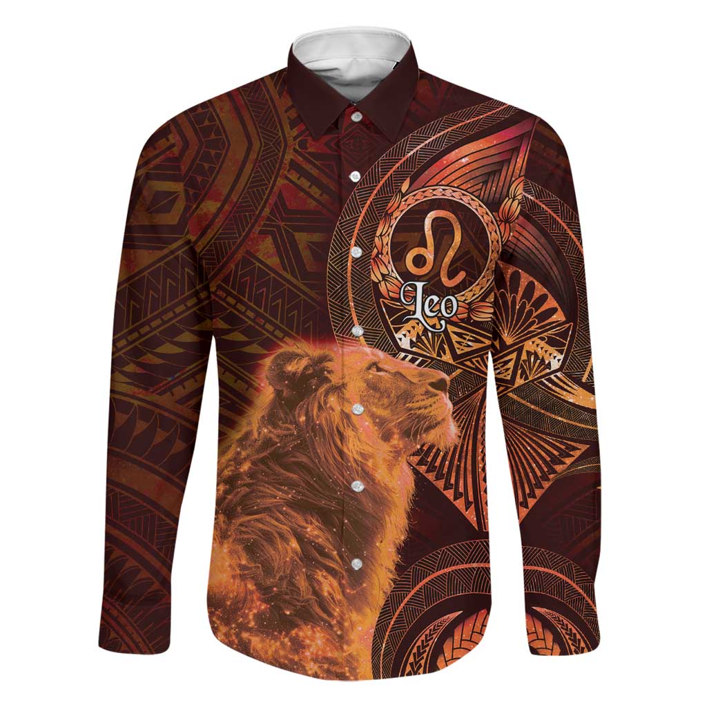 Personalised Polynesia Zodiac Leo Family Matching Long Sleeve Bodycon Dress and Hawaiian Shirt Galaxy Polynesian Pattern Chest Tattoo Style
