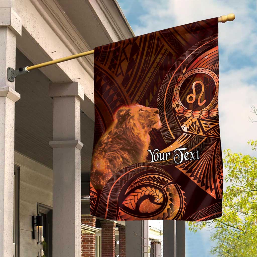 Personalised Polynesia Zodiac Leo Garden Flag Galaxy Polynesian Pattern Chest Tattoo Style LT14 House Flag Orange - Polynesian Pride
