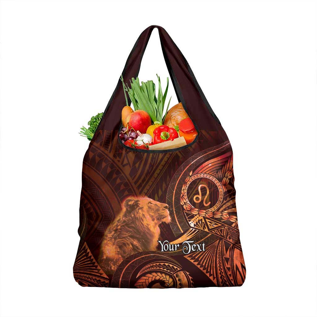 Personalised Polynesia Zodiac Leo Grocery Bag Galaxy Polynesian Pattern Chest Tattoo Style LT14 1-pack One Size Orange - Polynesian Pride