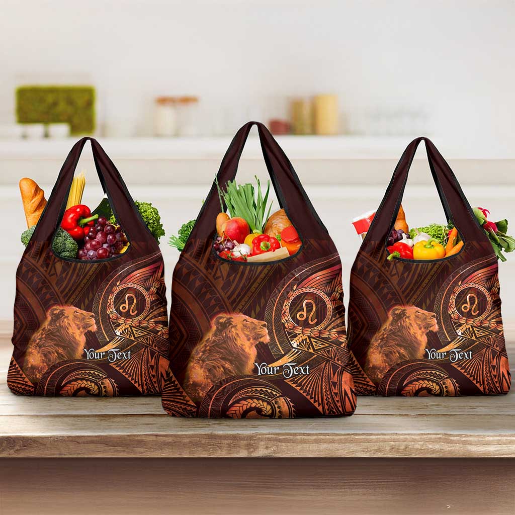 Personalised Polynesia Zodiac Leo Grocery Bag Galaxy Polynesian Pattern Chest Tattoo Style LT14 3-pack One Size Orange - Polynesian Pride