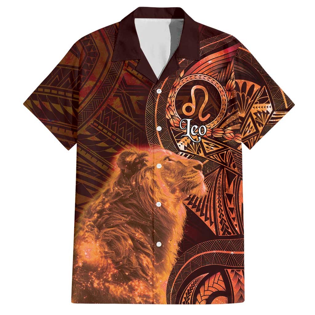 Personalised Polynesia Zodiac Leo Hawaiian Shirt Galaxy Polynesian Pattern Chest Tattoo Style