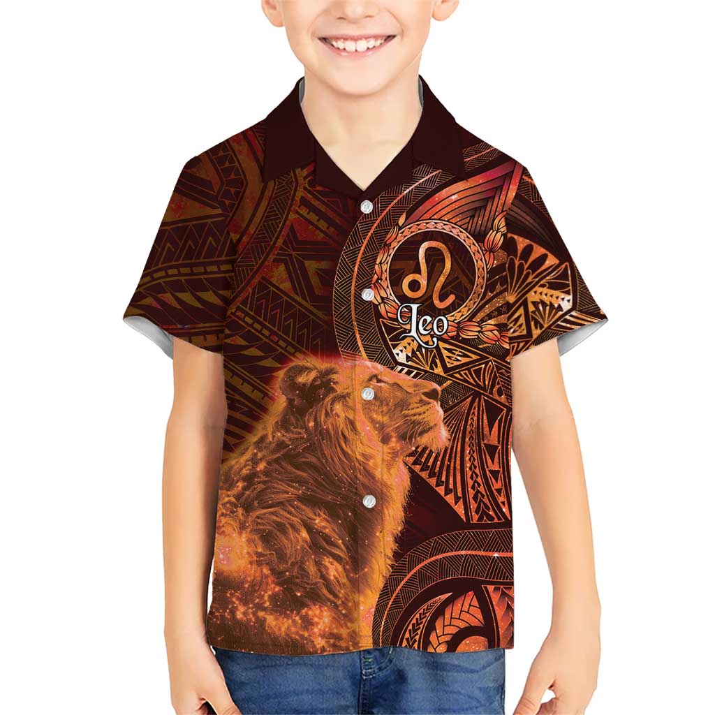 Personalised Polynesia Zodiac Leo Hawaiian Shirt Galaxy Polynesian Pattern Chest Tattoo Style