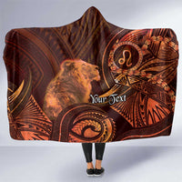 Personalised Polynesia Zodiac Leo Hooded Blanket Galaxy Polynesian Pattern Chest Tattoo Style LT14 One Size Orange - Polynesian Pride