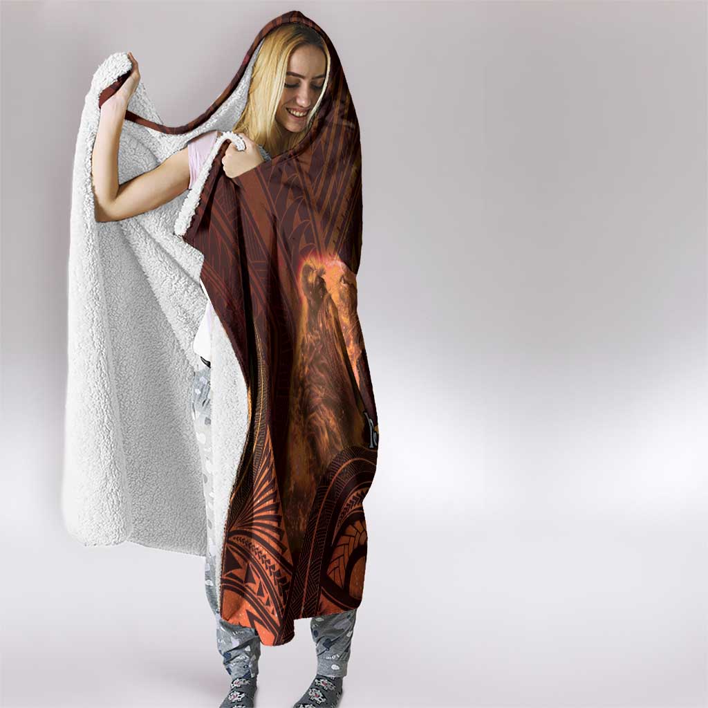 Personalised Polynesia Zodiac Leo Hooded Blanket Galaxy Polynesian Pattern Chest Tattoo Style LT14 - Polynesian Pride