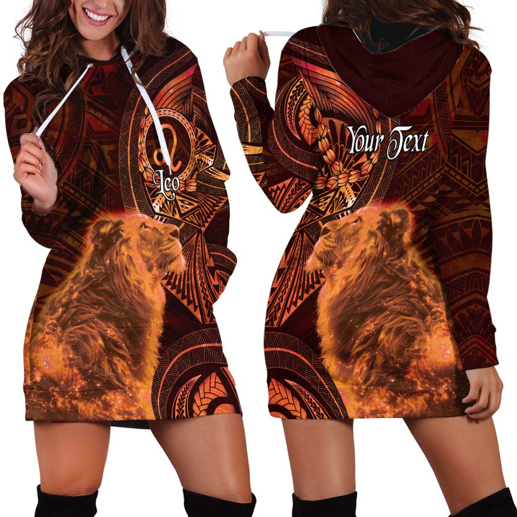 Personalised Polynesia Zodiac Leo Hoodie Dress Galaxy Polynesian Pattern Chest Tattoo Style LT14 - Polynesian Pride