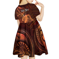 Personalised Polynesia Zodiac Leo Kid Short Sleeve Dress Galaxy Polynesian Pattern Chest Tattoo Style