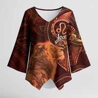 Personalised Polynesia Zodiac Leo Kimono Sleeve Blouse Galaxy Polynesian Pattern Chest Tattoo Style