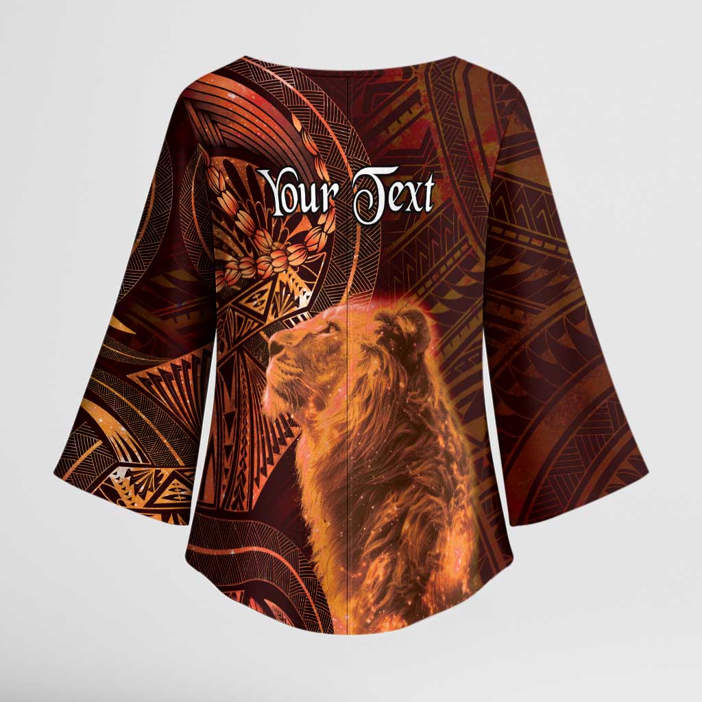 Personalised Polynesia Zodiac Leo Kimono Sleeve Blouse Galaxy Polynesian Pattern Chest Tattoo Style