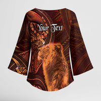 Personalised Polynesia Zodiac Leo Kimono Sleeve Blouse Galaxy Polynesian Pattern Chest Tattoo Style