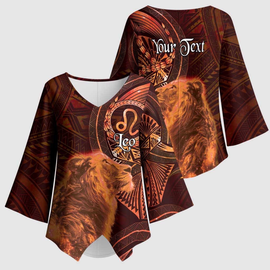 Personalised Polynesia Zodiac Leo Kimono Sleeve Blouse Galaxy Polynesian Pattern Chest Tattoo Style
