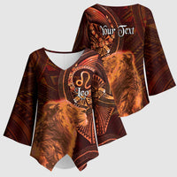 Personalised Polynesia Zodiac Leo Kimono Sleeve Blouse Galaxy Polynesian Pattern Chest Tattoo Style