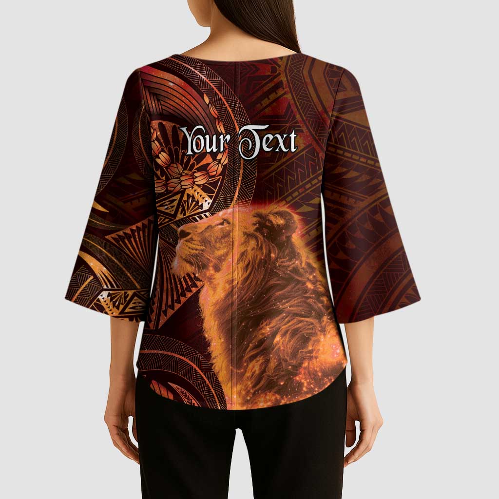 Personalised Polynesia Zodiac Leo Kimono Sleeve Blouse Galaxy Polynesian Pattern Chest Tattoo Style