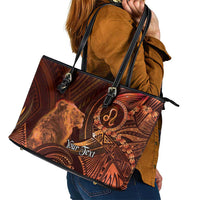 Personalised Polynesia Zodiac Leo Leather Tote Bag Galaxy Polynesian Pattern Chest Tattoo Style LT14 - Polynesian Pride