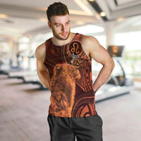 Personalised Polynesia Zodiac Leo Men Tank Top Galaxy Polynesian Pattern Chest Tattoo Style LT14 Orange - Polynesian Pride