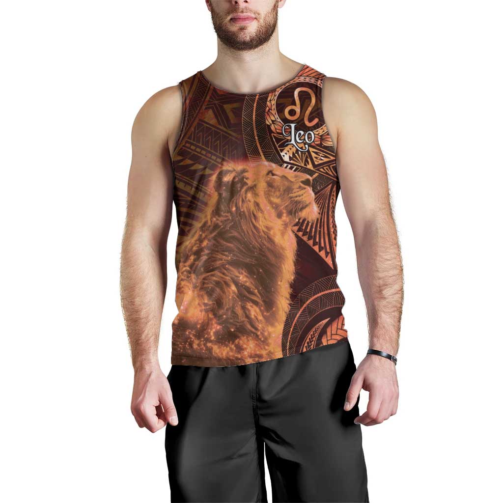 Personalised Polynesia Zodiac Leo Men Tank Top Galaxy Polynesian Pattern Chest Tattoo Style LT14 - Polynesian Pride
