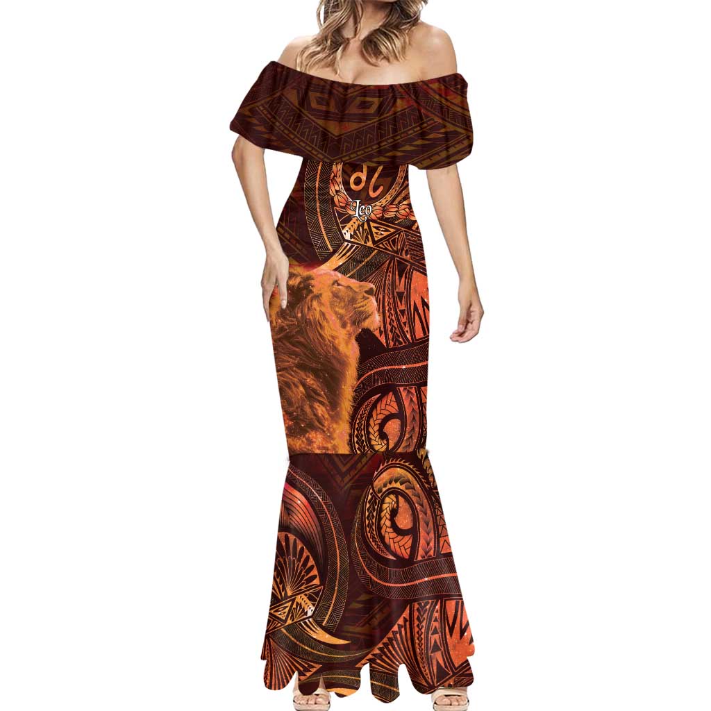 Personalised Polynesia Zodiac Leo Mermaid Dress Galaxy Polynesian Pattern Chest Tattoo Style