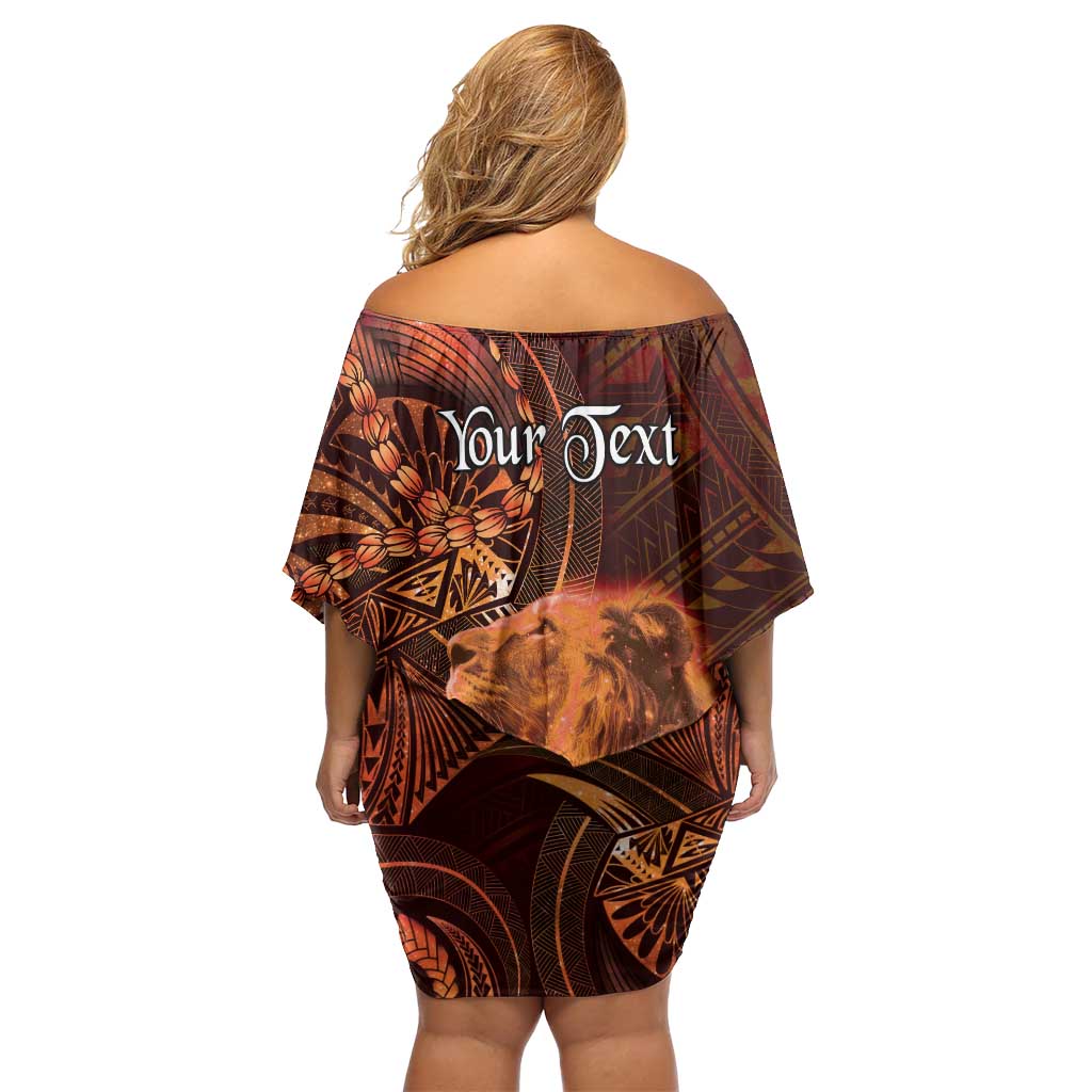 Personalised Polynesia Zodiac Leo Off Shoulder Short Dress Galaxy Polynesian Pattern Chest Tattoo Style LT14 - Polynesian Pride
