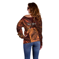 Personalised Polynesia Zodiac Leo Off Shoulder Sweater Galaxy Polynesian Pattern Chest Tattoo Style LT14 - Polynesian Pride