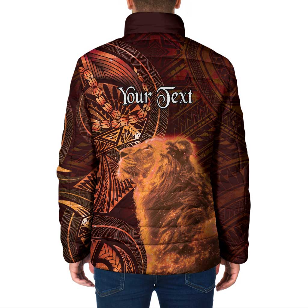 Personalised Polynesia Zodiac Leo Padded Jacket Galaxy Polynesian Pattern Chest Tattoo Style