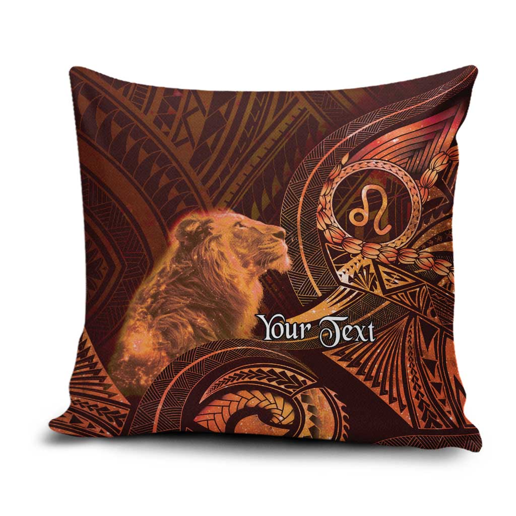 Personalised Polynesia Zodiac Leo Pillow Cover Galaxy Polynesian Pattern Chest Tattoo Style LT14 Orange - Polynesian Pride