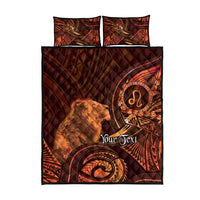 Personalised Polynesia Zodiac Leo Quilt Bed Set Galaxy Polynesian Pattern Chest Tattoo Style LT14 - Polynesian Pride