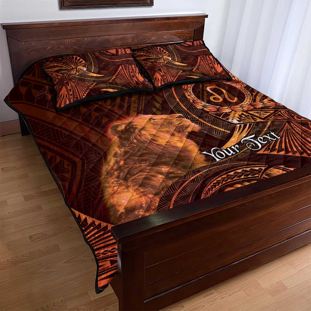 Personalised Polynesia Zodiac Leo Quilt Bed Set Galaxy Polynesian Pattern Chest Tattoo Style LT14 - Polynesian Pride