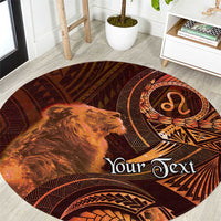 Personalised Polynesia Zodiac Leo Round Carpet Galaxy Polynesian Pattern Chest Tattoo Style LT14 Orange - Polynesian Pride