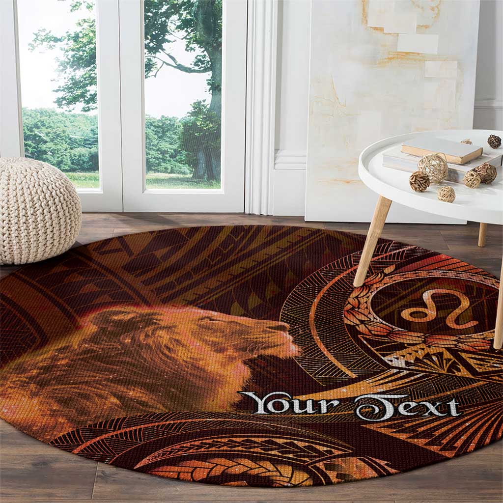 Personalised Polynesia Zodiac Leo Round Carpet Galaxy Polynesian Pattern Chest Tattoo Style LT14 - Polynesian Pride