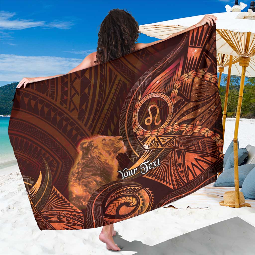 Personalised Polynesia Zodiac Leo Sarong Galaxy Polynesian Pattern Chest Tattoo Style LT14 One Size 44 x 66 inches Orange - Polynesian Pride