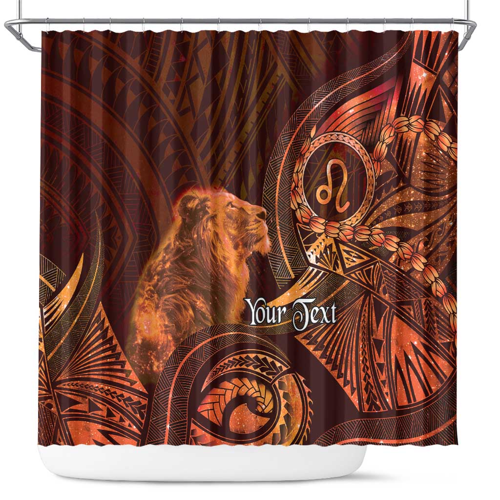 Personalised Polynesia Zodiac Leo Shower Curtain Galaxy Polynesian Pattern Chest Tattoo Style LT14 Orange - Polynesian Pride
