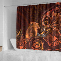 Personalised Polynesia Zodiac Leo Shower Curtain Galaxy Polynesian Pattern Chest Tattoo Style LT14 - Polynesian Pride