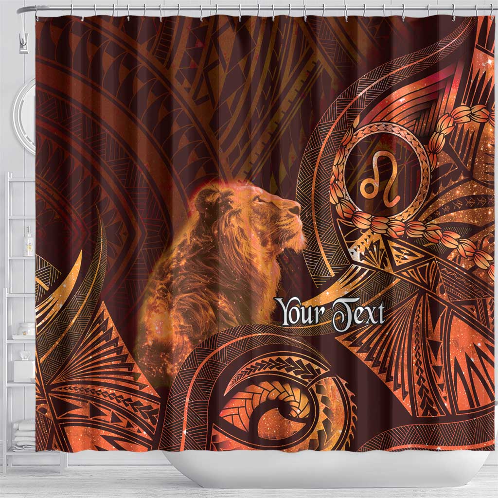 Personalised Polynesia Zodiac Leo Shower Curtain Galaxy Polynesian Pattern Chest Tattoo Style LT14 - Polynesian Pride