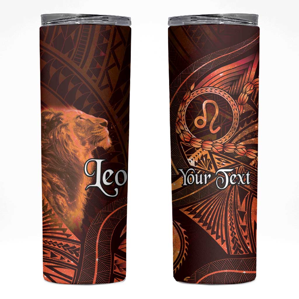 Personalised Polynesia Zodiac Leo Skinny Tumbler Galaxy Polynesian Pattern Chest Tattoo Style LT14 Orange - Polynesian Pride