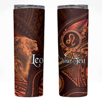 Personalised Polynesia Zodiac Leo Skinny Tumbler Galaxy Polynesian Pattern Chest Tattoo Style LT14 Orange - Polynesian Pride