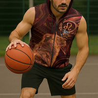 Personalised Polynesia Zodiac Leo Sleeveless Zip Hoodie Galaxy Polynesian Pattern Chest Tattoo Style LT14 - Polynesian Pride