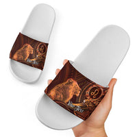 Personalised Polynesia Zodiac Leo Slide Sandals Galaxy Polynesian Pattern Chest Tattoo Style LT14 - Polynesian Pride